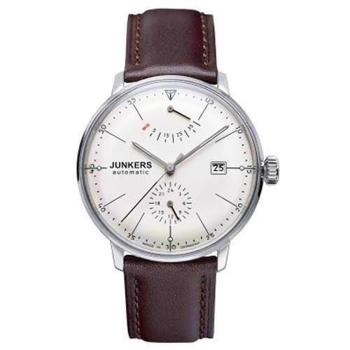 Image of 6060-5 Junkers Bauhaus Automatik herreur<br>beige urskiven og brun læderrem